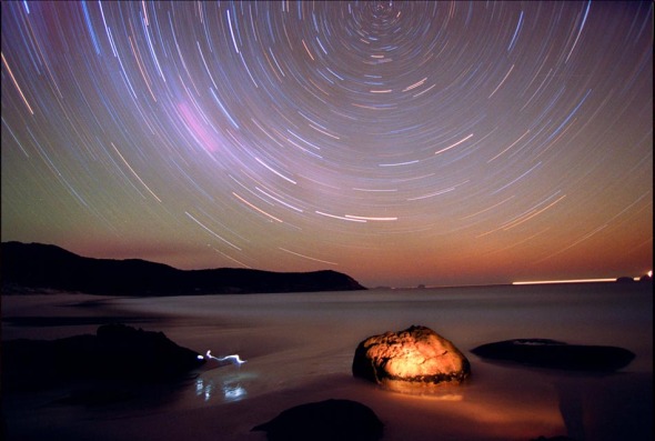 Star Trail Photo at Wilsons Promontory's Sqeaky Beach. Pic By Craig Sillitoe/The Sunday Age